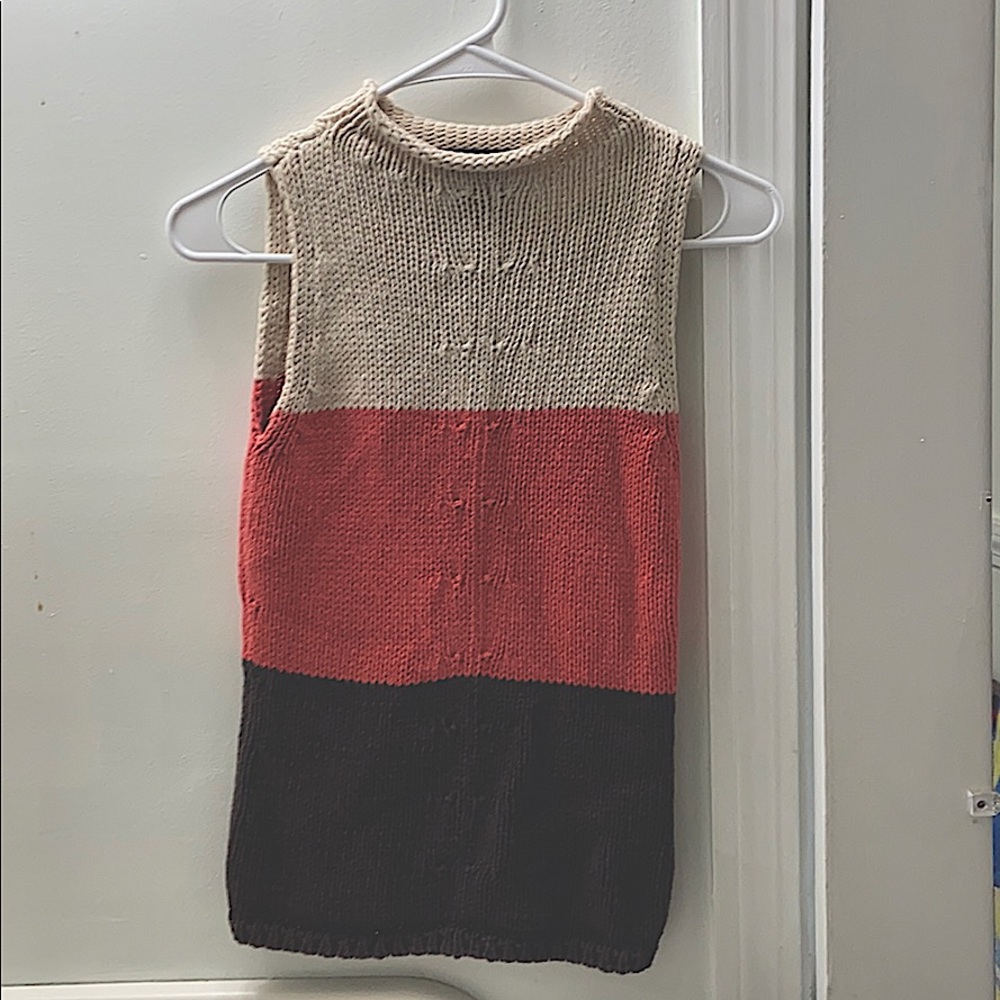 High neck color block tank~~*🟥⬜️🟫